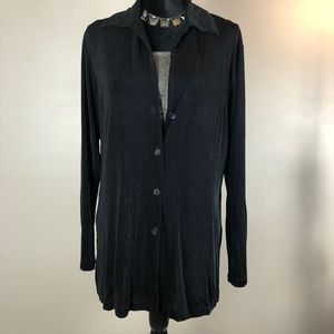 Chico's Travelers Black LS Button Shirt 12
